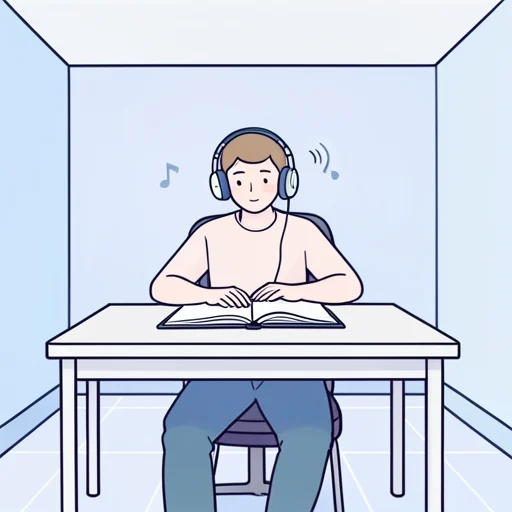音楽を聞きながら勉強します。 - Illustrated Dictionary