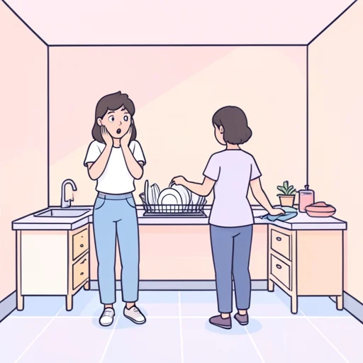 お皿洗おうとしたら、もう彼がやってくれてた - Bildwörterbuch