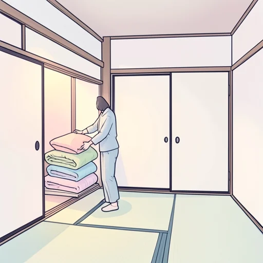 押し入れから布団出した - Bildwörterbuch