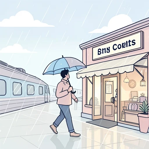 駅前の喫茶店で会いましょう。 - Bildwörterbuch