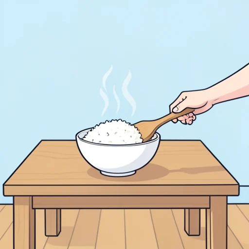 お碗にお茶碗いっぱいの飯をよそって - Bildwörterbuch