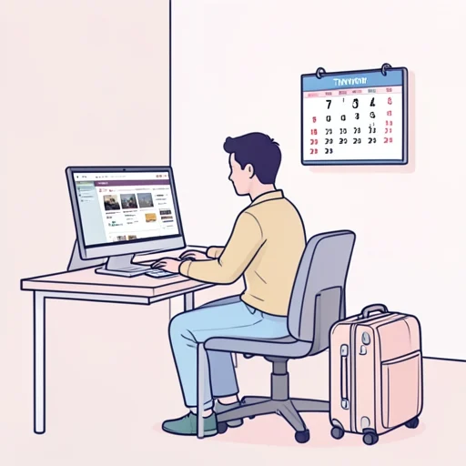 旅行の前にホテルを予約しておきます。 - Illustrated Dictionary