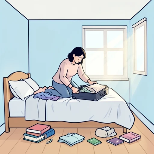 留学の準備でバタバタしてる - Bildwörterbuch