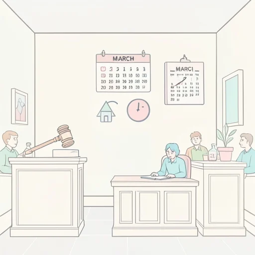裁判は来年三月に行われる予定だ - Bildwörterbuch
