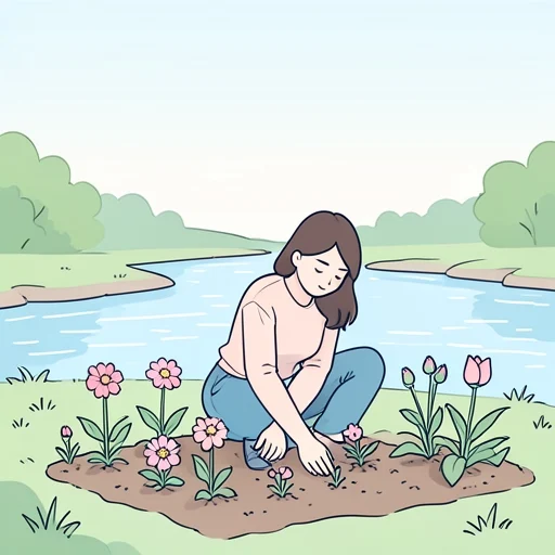 この川はゆっくりと流れます。 - Bildwörterbuch
