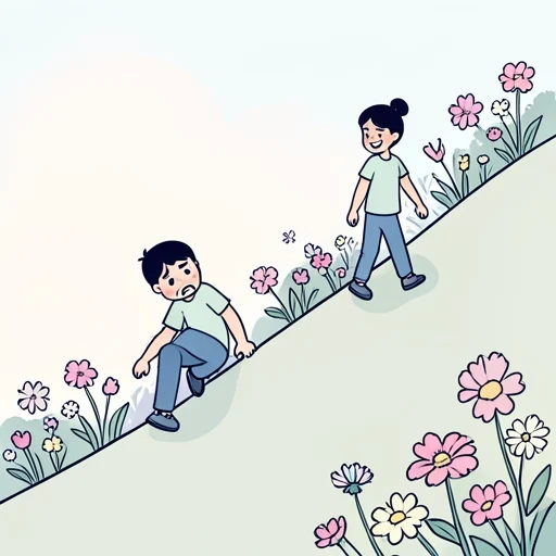最初は難しく感じても、続けていれば少しずつ慣れてくるよ - 그림 사전