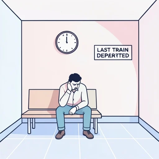 最終電車に乗り遅れた彼は駅で途方に暮れていた - Bildwörterbuch