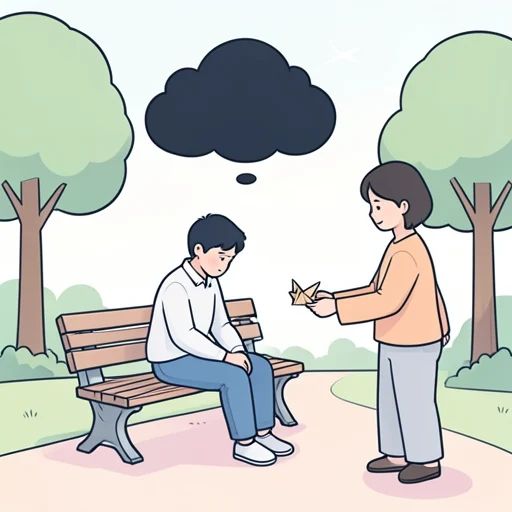 最低の気分だったけど友達の一言で少し救われた - Bildwörterbuch