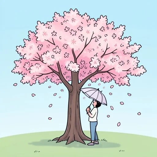 桜の花が風に散っていく - Bildwörterbuch