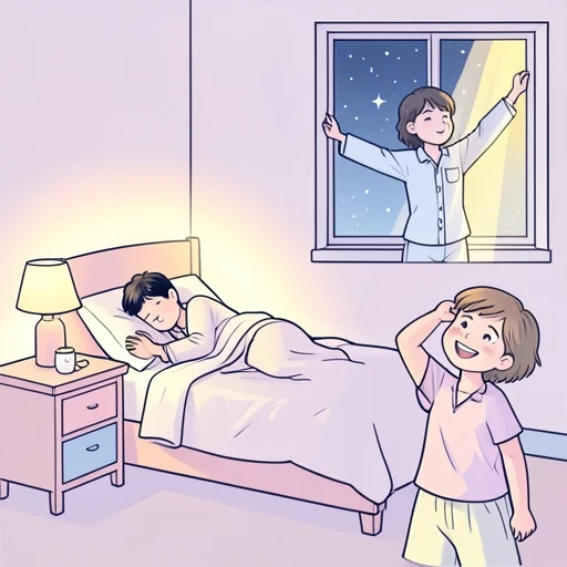昨夜はぐっすり眠れたから、今朝はすっきりしてる - Bildwörterbuch