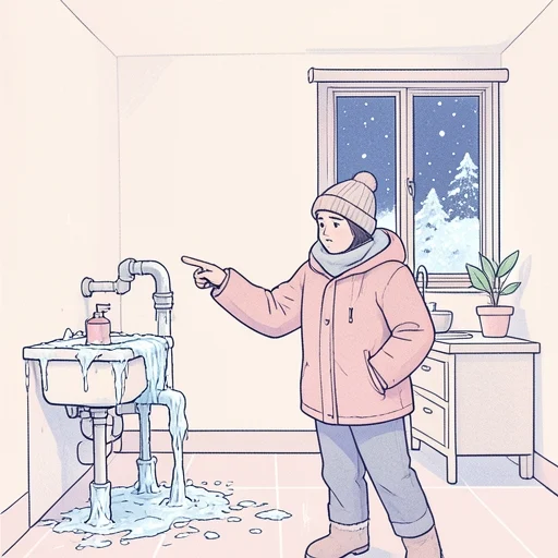 昨夜は水道管が凍ってしまった - Bildwörterbuch