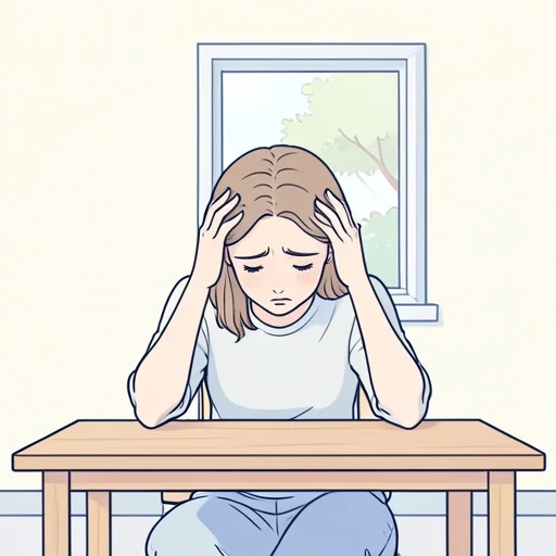 さて、どうしたものかと彼女は頭を抱えてしまった - Bildwörterbuch
