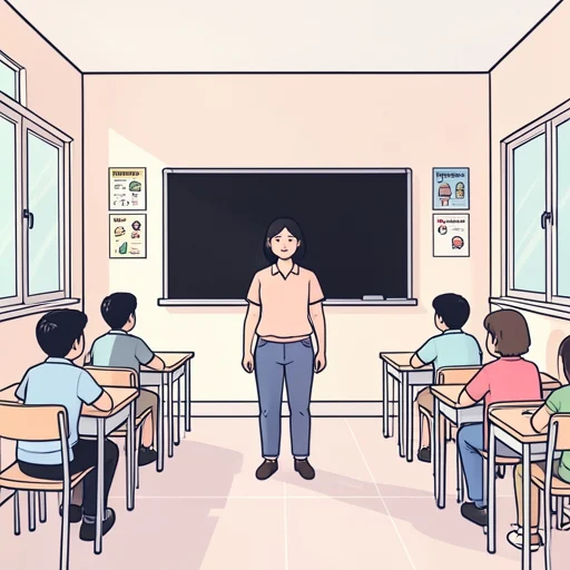 先生は教室の中にいます。 - Bildwörterbuch