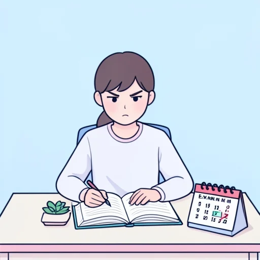 試験に向けて頑張る - Bildwörterbuch