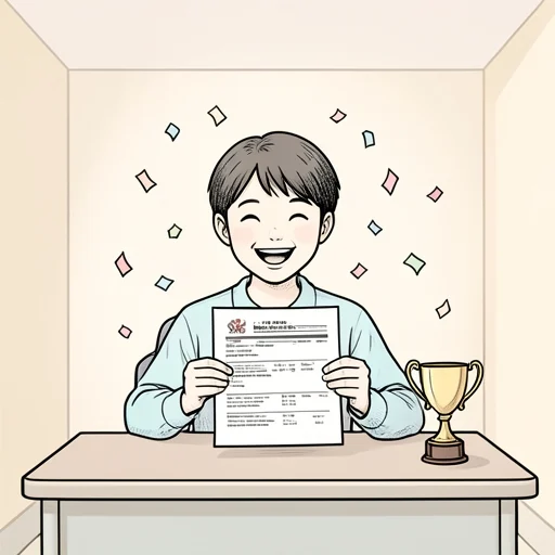 試験はパスした - Bildwörterbuch