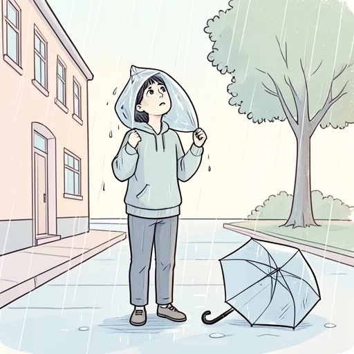 しまった！傘忘れた - Bildwörterbuch