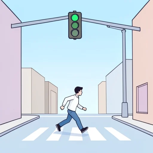 信号が青になって、彼はすぐに通過した - Bildwörterbuch