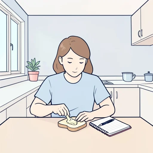 パンにバターを塗って食べます。 - Bildwörterbuch
