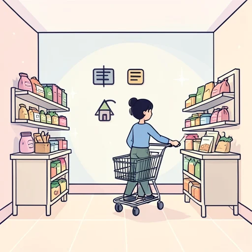 食料品売り場で買い物した - Bildwörterbuch