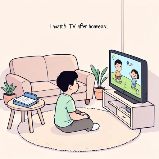 宿題の後でテレビを見ます。 - Dizionario illustrato