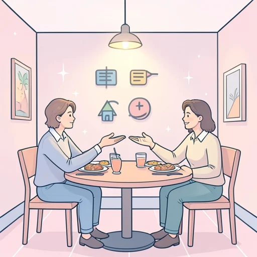 週末に彼を食事に誘った - Bildwörterbuch