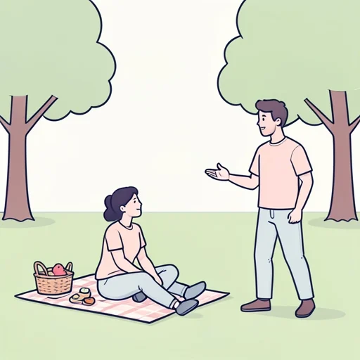 週末ピクニック行くけど誰か来る？ - Bildwörterbuch