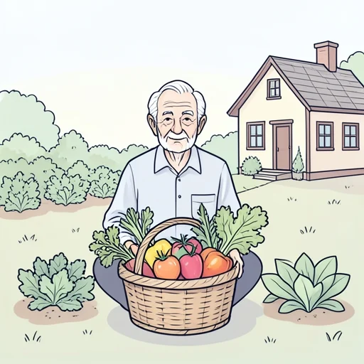 祖父の畑で取れた野菜が一番おいしい - Bildwörterbuch