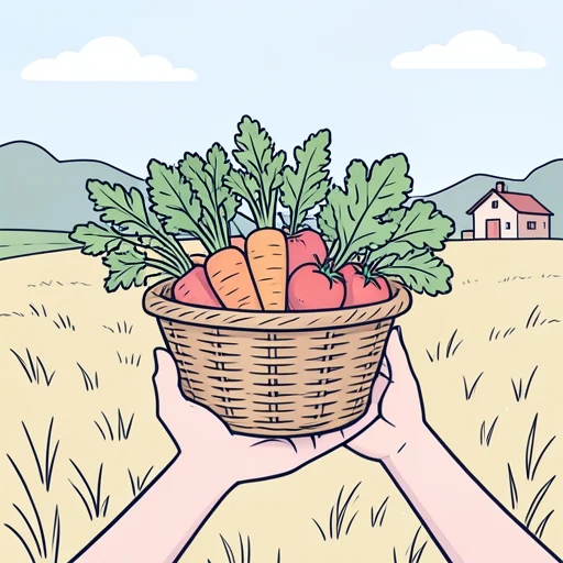 祖父の畑で取れた野菜を送るよ - Bildwörterbuch