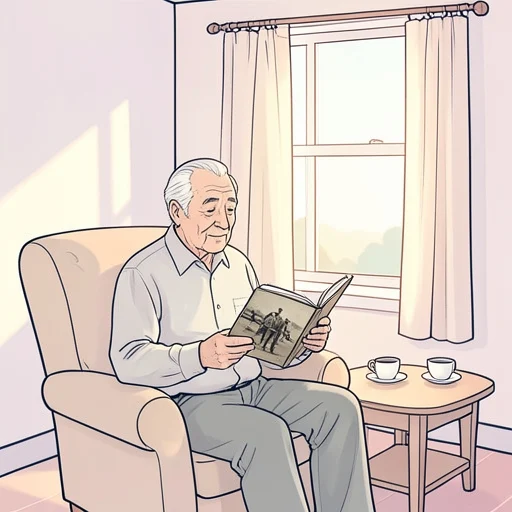 祖父は戦争の体験を静かに語った - Bildwörterbuch