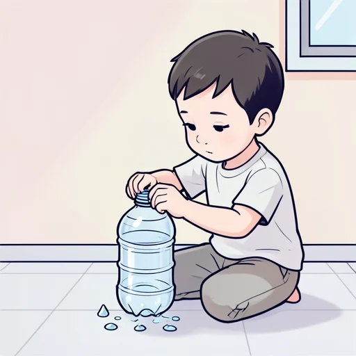水筒から水がこぼれないようにキャップをきちんと閉めて - Bildwörterbuch