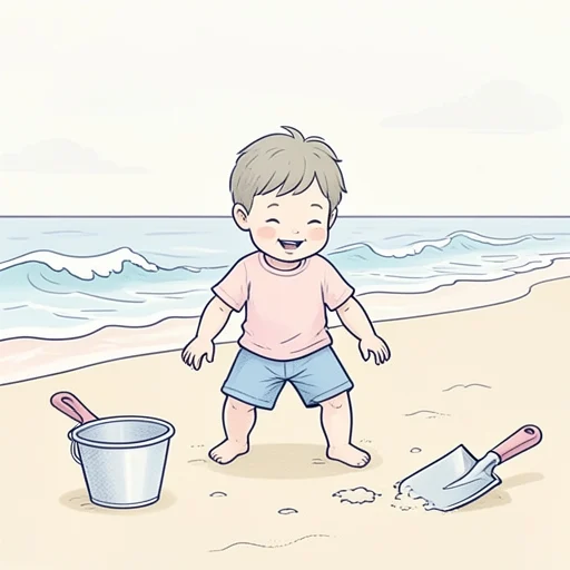 砂浜で遊んだ - Bildwörterbuch