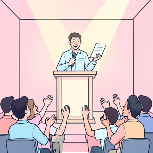 スピーチが終わった瞬間、盛大な拍手が起こった - Bildwörterbuch