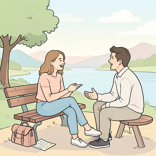 旅先での出会いが人生を変えた - Bildwörterbuch