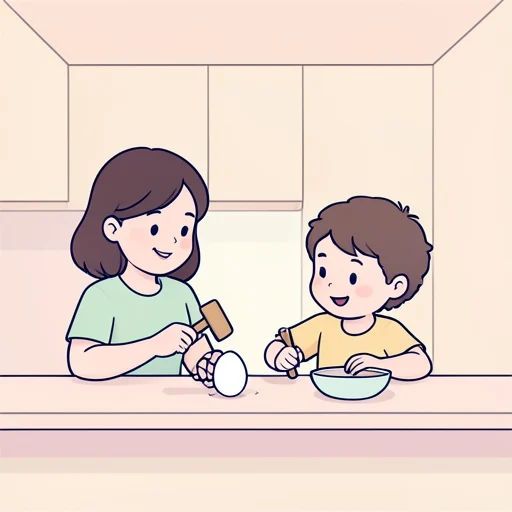 卵を割るのを手伝って - Bildwörterbuch