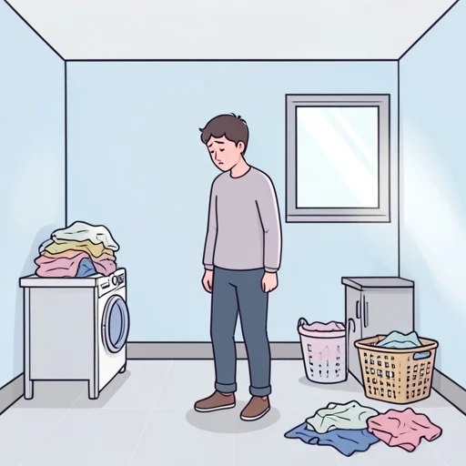 溜まった洗濯物を見て溜息が出た - Bildwörterbuch