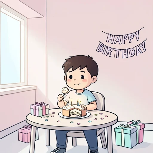 誕生日ケーキ食べた - Bildwörterbuch