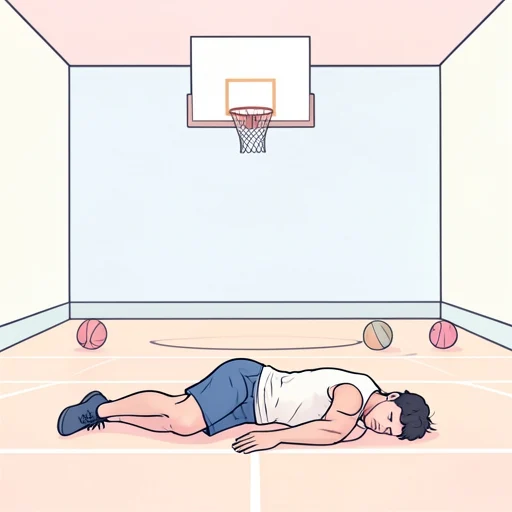 倒れた選手は床に伏したまま動かなかった - Bildwörterbuch