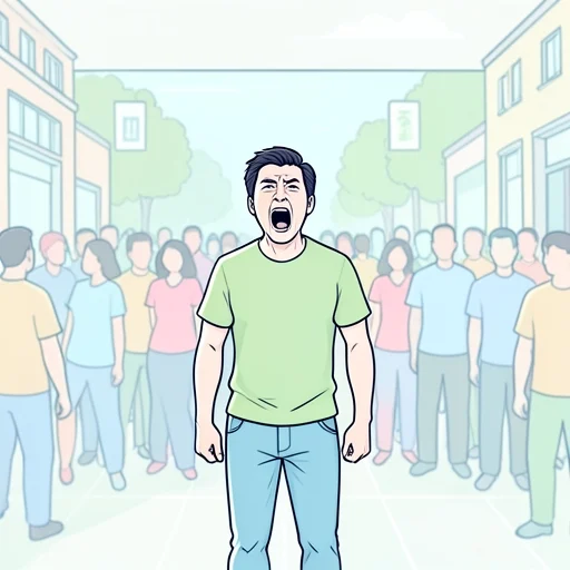 多衆の中で声を張り上げる - Bildwörterbuch