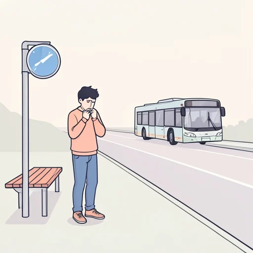停留所からバスに乗り遅れた - Bildwörterbuch