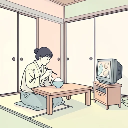 テレビを見ながらご飯を食べます。 - イラスト辞典