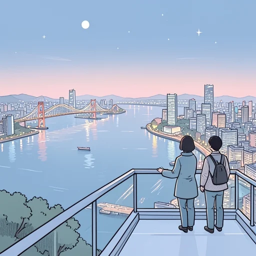東京湾の夜景は格別だ - Bildwörterbuch