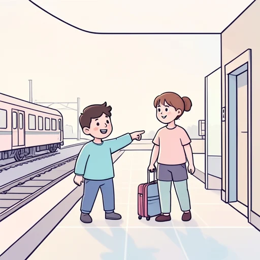 友達が駅まで案内してくれました。 - 그림 사전