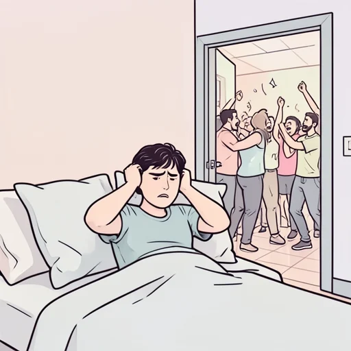 隣の部屋の騒音がひどくて全然眠れない - Bildwörterbuch