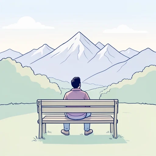 遠くの山を眺めてた - Bildwörterbuch