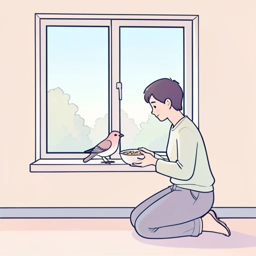 鳥の餌をやる - Bildwörterbuch