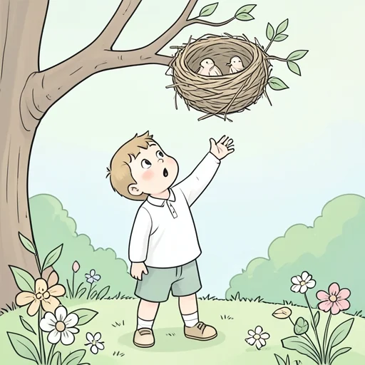 鳥の巣を見つけた - Bildwörterbuch