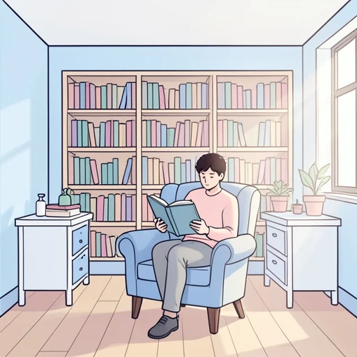 図書館で本を読みます - Dizionario illustrato