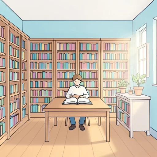 図書館にたくさん本があります。 - Dizionario illustrato