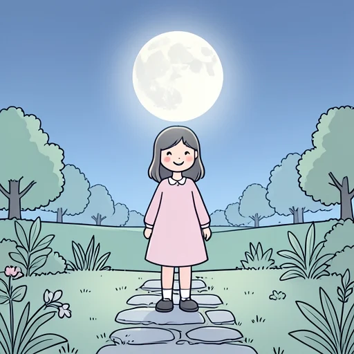 月明かりの下で彼女は微笑んでいた - Bildwörterbuch