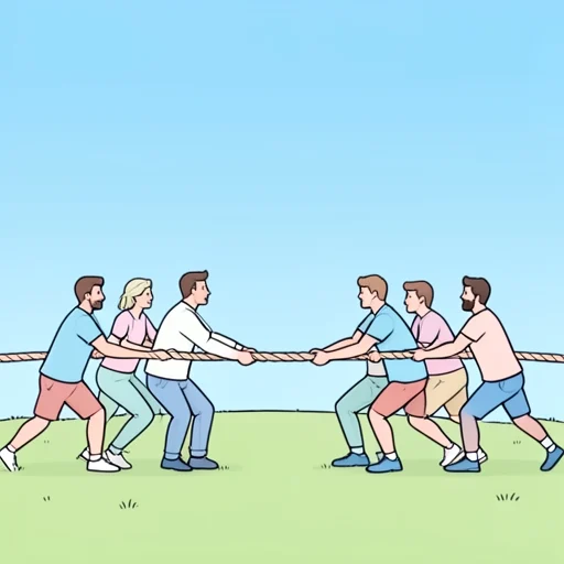 綱を引っ張ってこそ綱引きだ - Bildwörterbuch